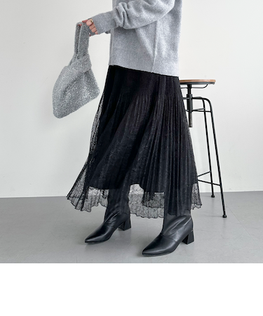 レースプリーツスカート