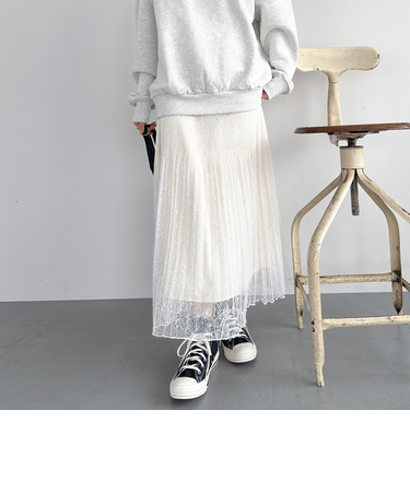 レースプリーツスカート