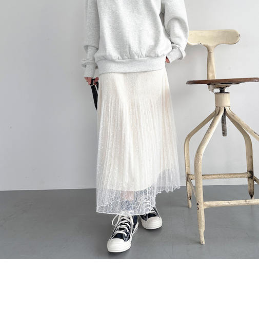 レースプリーツスカート