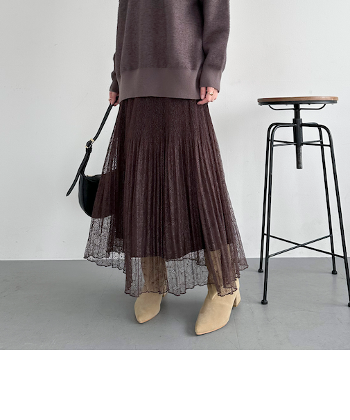 レースプリーツスカート