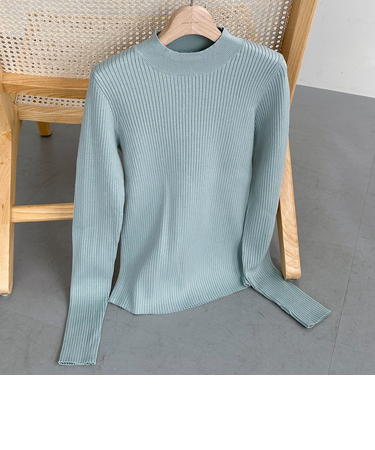 マシンウォッシャブルハイネックリブニット