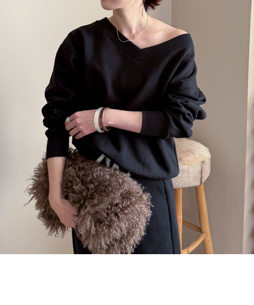 裏起毛Vネック前後2WAYプルオーバー