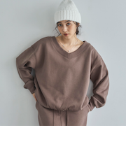 裏起毛Vネック前後2WAYプルオーバー