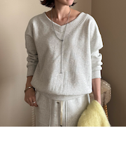 裏起毛Vネック前後2WAYプルオーバー