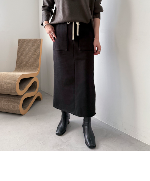 裏起毛ベイカータイトスカート