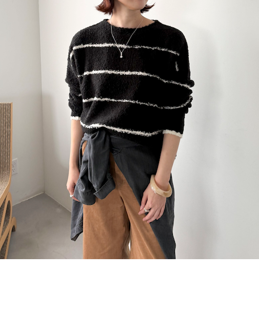 ブークレーボーダーニットプルオーバー