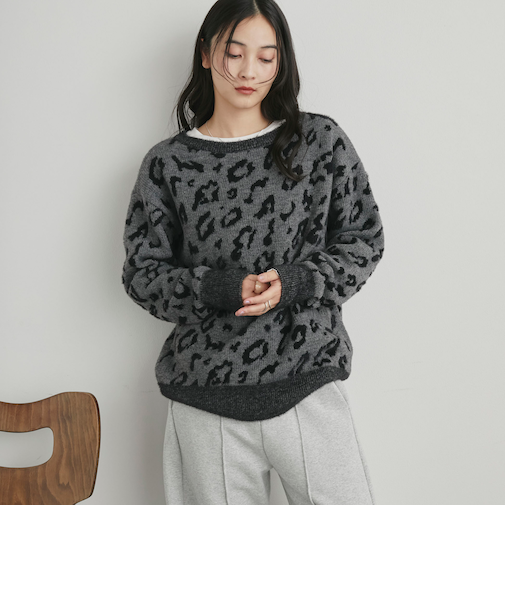 レオパードジャガードニット
