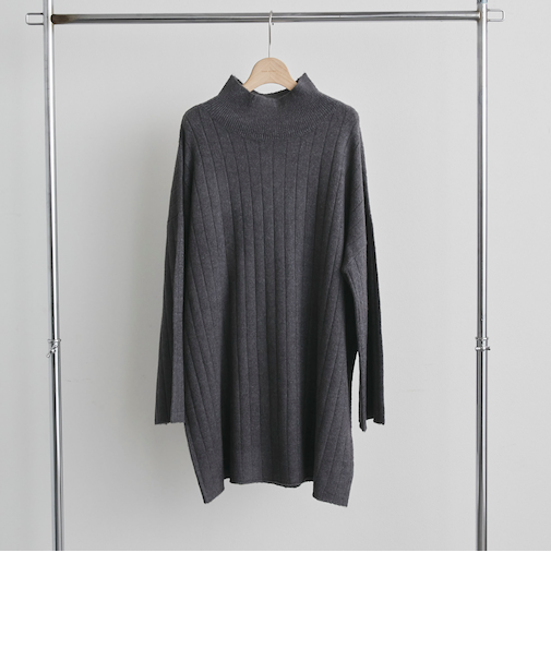 ワイドリブチュニックニット