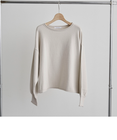 カーリングボートネックニットプルオーバー