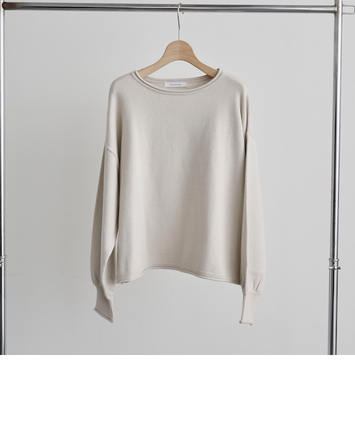 カーリングボートネックニットプルオーバー