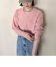 ベロアヤーンＶネックニット