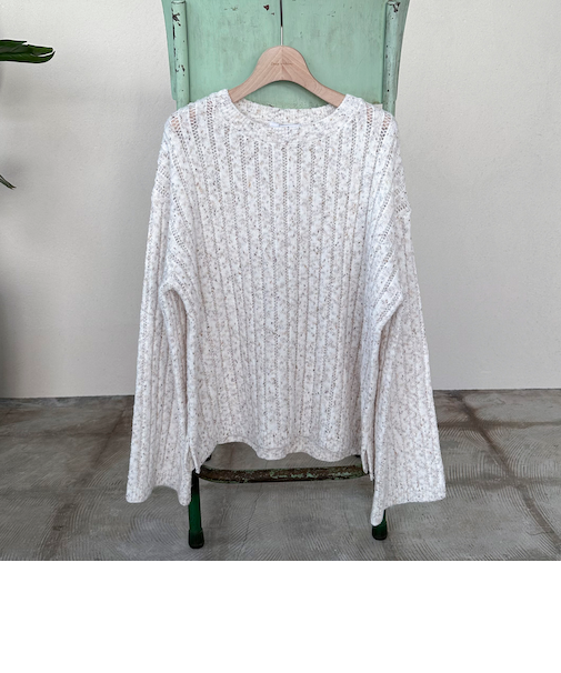 透かし編みＭＩＸヤーンニットプルオーバー