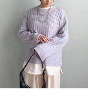 透かし編みＭＩＸヤーンニットプルオーバー