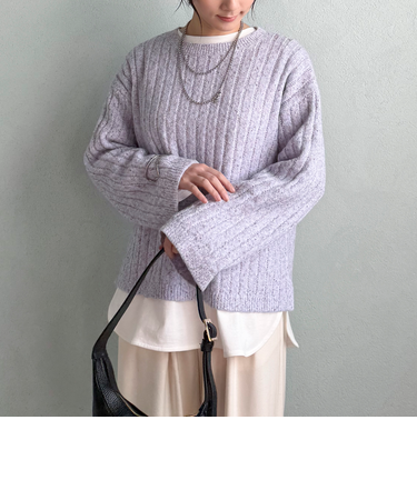 透かし編みＭＩＸヤーンニットプルオーバー