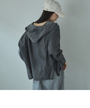 シアーデニムフードシャツ