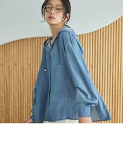 シアーデニムフードシャツ
