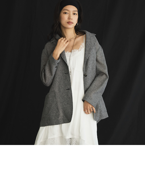 カラミツイードメッシュジャケット