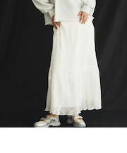 ワッシャー刺繍ティアードスカート