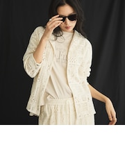 パッチワークレース開襟シャツ