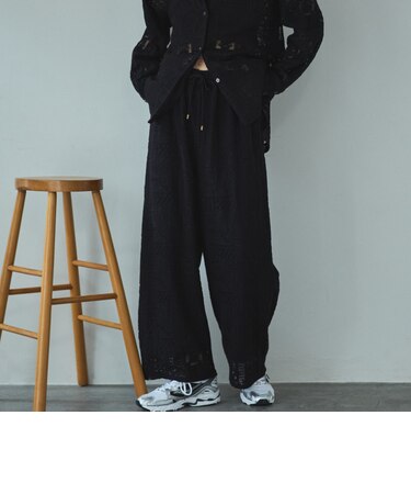 パッチワークレースワイドパンツ