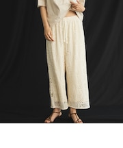 パッチワークレースワイドパンツ