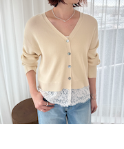 裾レースカーディガン