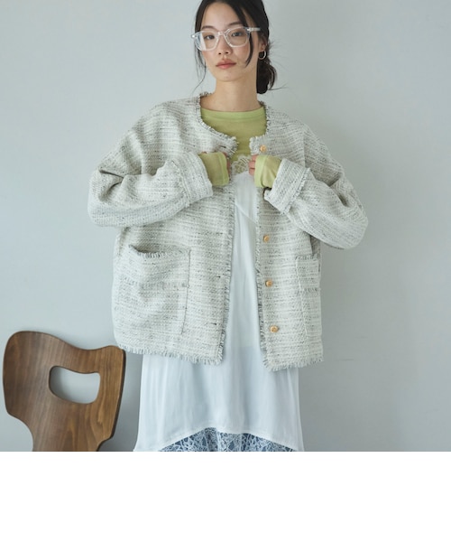 ドルマンツイードノーカラージャケット｜ドゥ・アルシーヴの通販