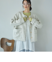 ドルマンツイードノーカラージャケット