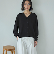 ゴム編みサイドスリットカーディガン