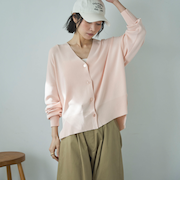 ゴム編みサイドスリットカーディガン