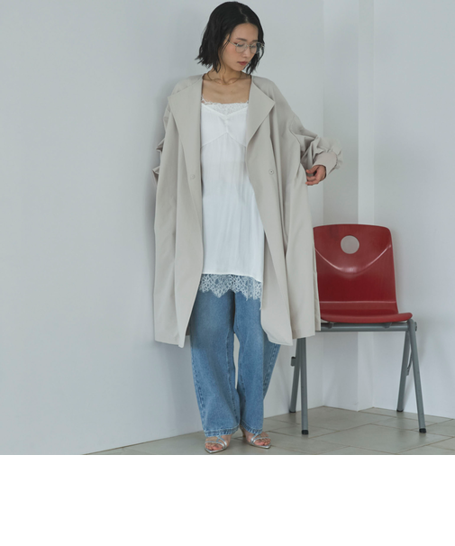 ノーカラーロングコート