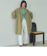 ノーカラーロングコート