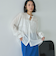 シャーリングバンドカラーブラウス