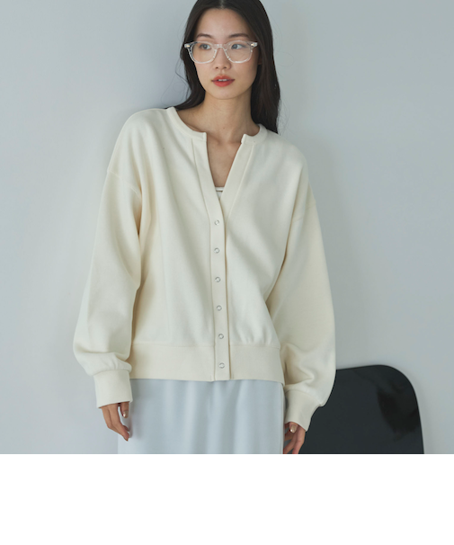 ダブルフェイスカットスナップカーディガン