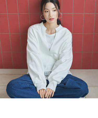 キーネックスウェットプルオーバー