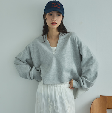 キーネックスウェットプルオーバー