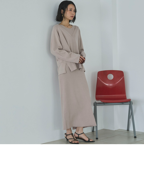 ＶネックニットＳＥＴリブワンピース