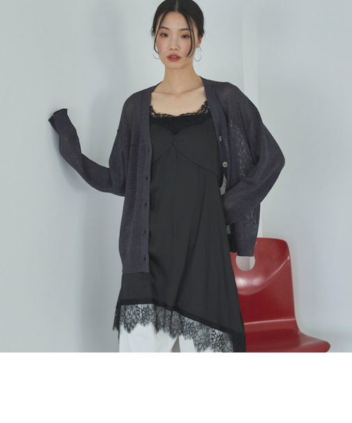 ペーパーヤーンカシュクールカーディガン