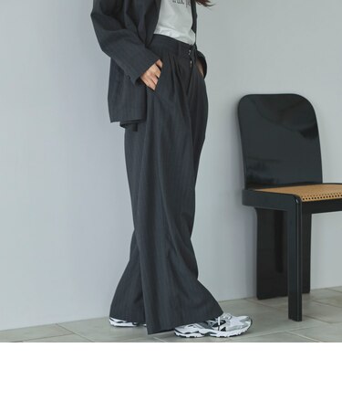 ストライプ３タックワイドパンツ