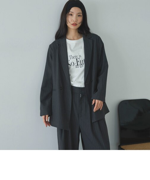 ストライプダブルテーラードジャケット