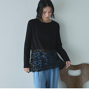 裾スカラップレースロンＴｅｅ