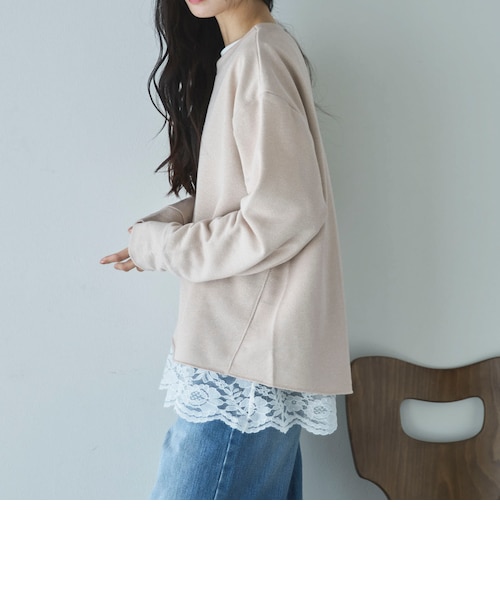 yori スカラップカラーロンTee スカラップカラーロンT カットソー yori