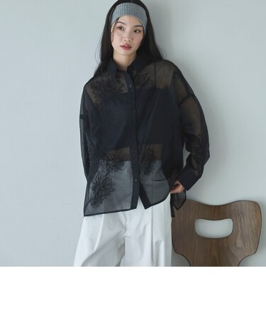 フラワー刺繍オーバーシャツ