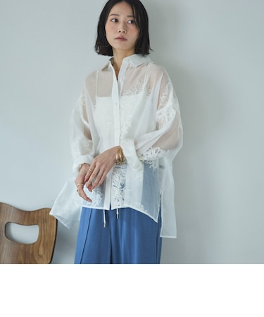 フラワー刺繍オーバーシャツ