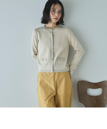 ラメ配色ニットカーディガン