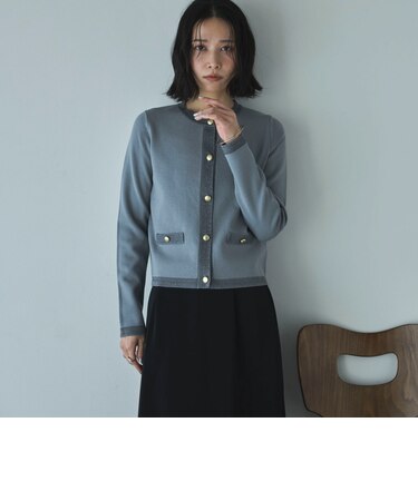 ラメ配色ニットカーディガン