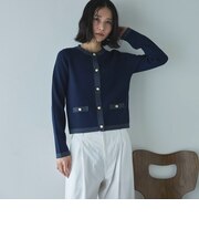 ラメ配色ニットカーディガン