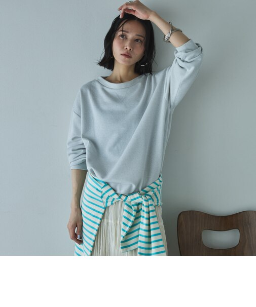 ボートネックラメ裏毛長袖プルオーバー