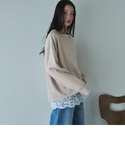 ボートネックラメ裏毛長袖プルオーバー