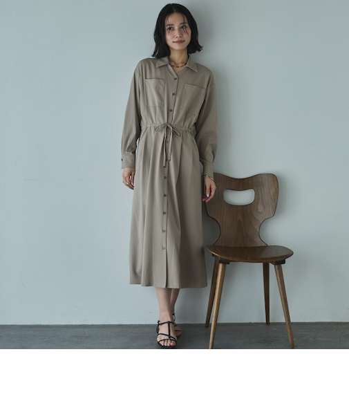 開襟ドロストシャツワンピース